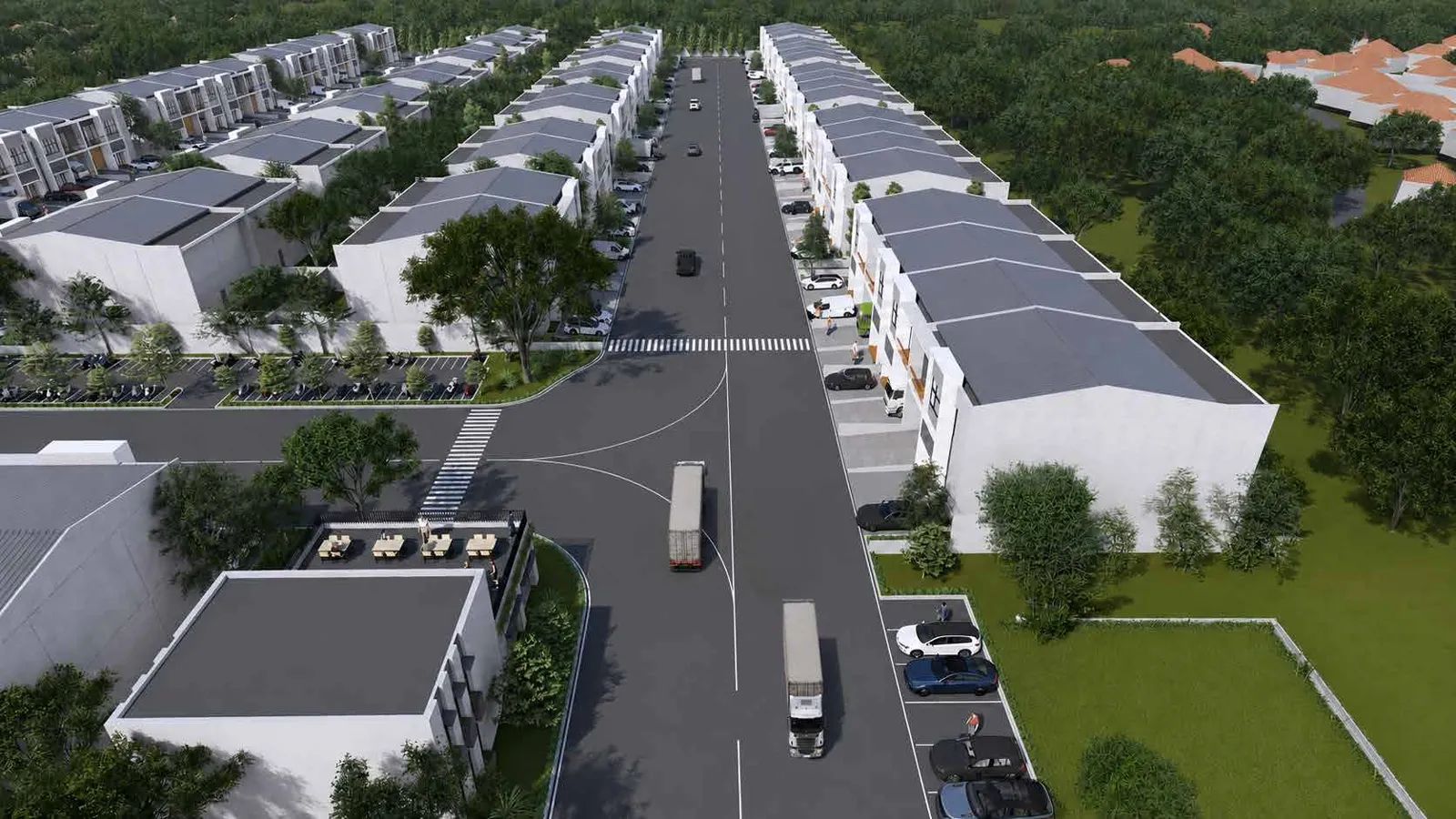 Jalan kawasan pergudangan AURA Modern Warehouse di Batu Besar Batam